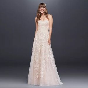 Melissa Sweet Strapless Lace Wedding Dress - Cream
